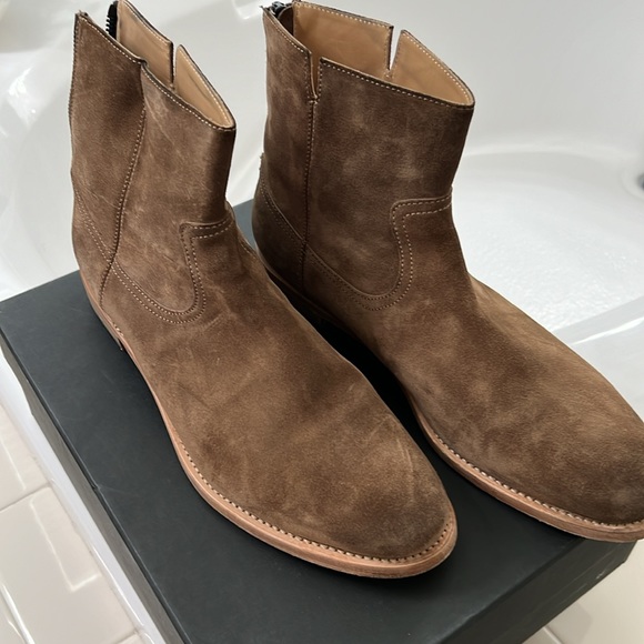 T W L V Full, Italian handmade leather zipper boots, in sand suede leather. - Picture 6 of 10